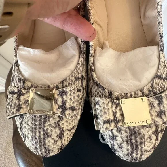 Cole Haan Tali Bow Ballet Flats - NTRL Python LTHR - Size 8 - Picture 4 of 9